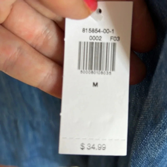 Old Navy Denim Long Sleeve Top with Elasticized Shoulders - NWT - Size M - Picture 10 of 12